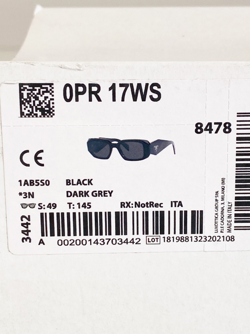Prada PR 17WS 1AB5SO Black Dark Grey Lens Sunglasses - Picture 13 of 13